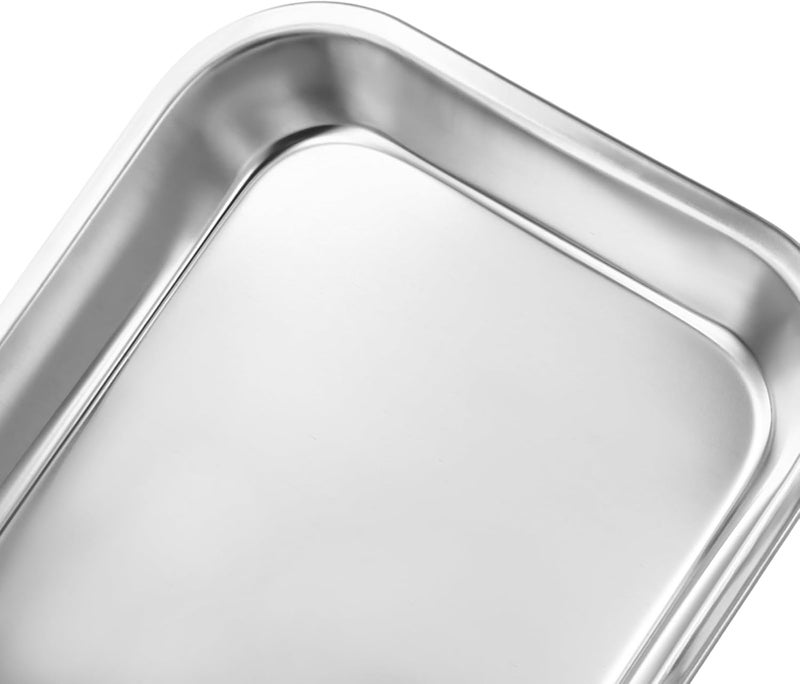 KOHAND 12 Pack 201 Stainless Steel Metal Tray, Metal Surgical Tray, Rectangular Silver Metal Trays for Lab Instrument, 8.8 x 4.6 x 0.79 Inch - Image 3